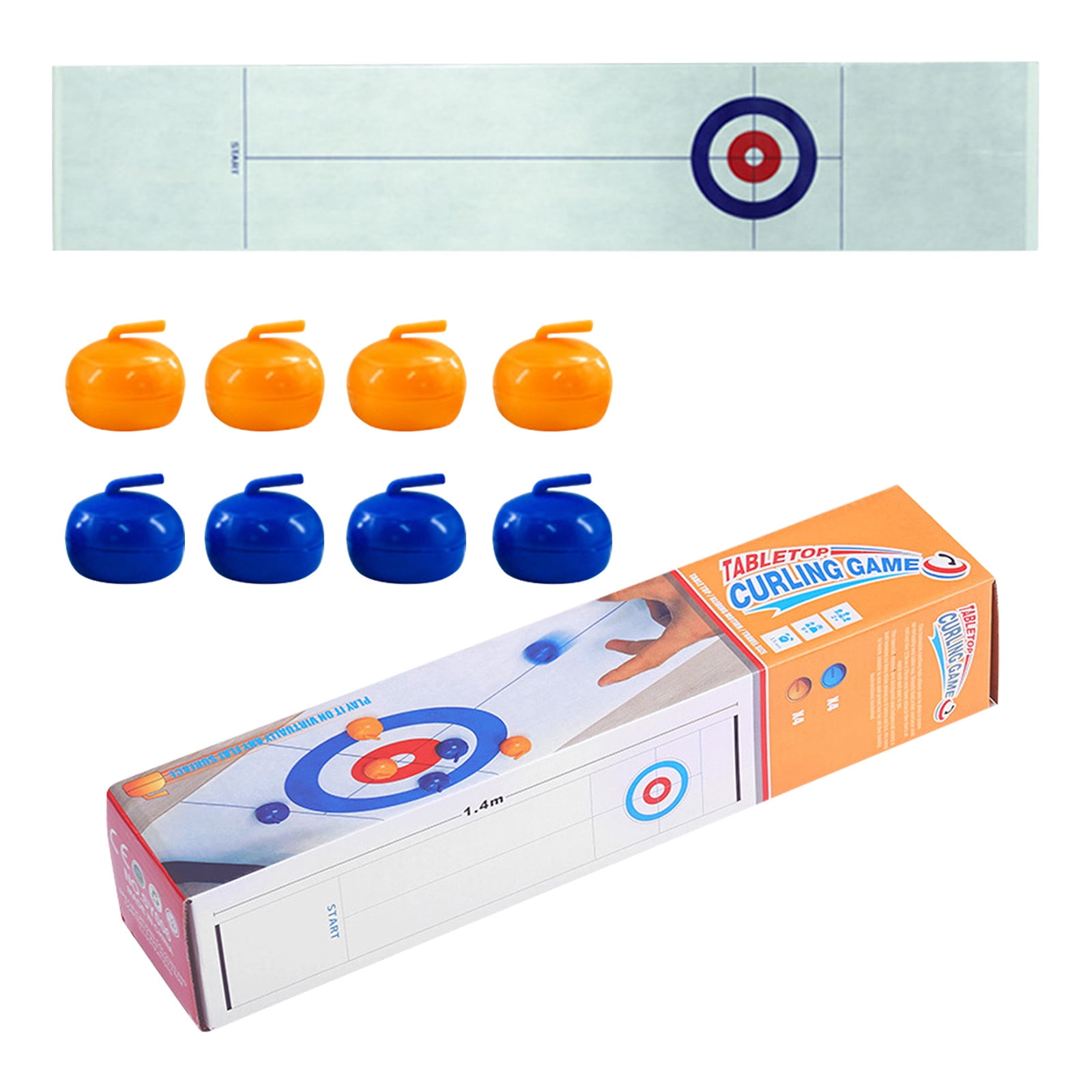 TableTop Curling Game and Family Fun Board Games Pucks with 8 Rolllers
