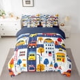thumbnail image 2 of Castle Fairy Kawaii Colorful Car Bedding Comforter Set,Cute City Streets King Bedding Sets, 2 of 8