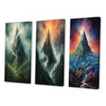 thumbnail image 3 of Designart "Enigmatic Splendid Peak Enchanted Reveries II" Meadow Wall Art Set Of 3 - Traditional Green Gallery Wall Set For Home Decor, 3 of 6