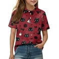 thumbnail image 3 of Grblisyd Girls Shirts Cute Animal Print School Uniform Short Sleeve Button Closure Polo Shirt, 3 of 6