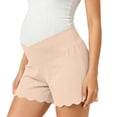 thumbnail image 5 of WPPGONE Maternity Shorts for Women Crossover Waisted Elastic Stretchy Straight Leg Wide Fit Lace Hem Bottoms Summer Lounge Homewear Shorts, 5 of 9