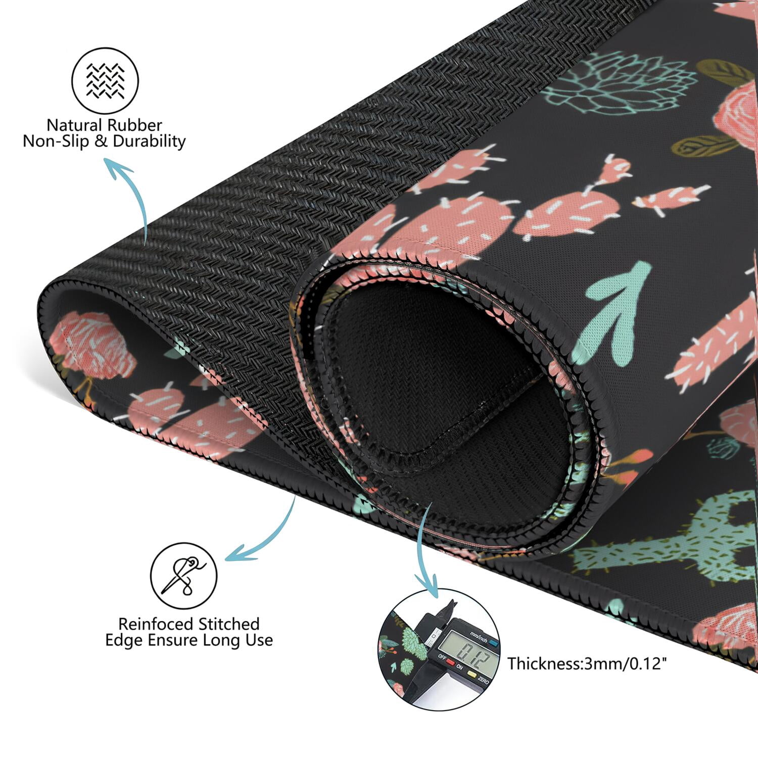 31.5 Inch Square Plants Style Game Table Mat Made of High Quality Rubber with Anti-Slip Properties and Noise Reducing Technology for Multi-Game Use