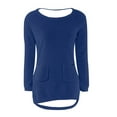 thumbnail image 5 of Gkeoshab Womens Sweaters Women's Long-Sleeve Loose-Fit Round-Neck Sweater for Fall and Winter Blue XXXL, 5 of 5