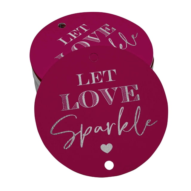 Inkdotpot Pack Of 100 Real Silver Foil Paper Tags Let Love Sparkle Wedding Favor Hang Tags