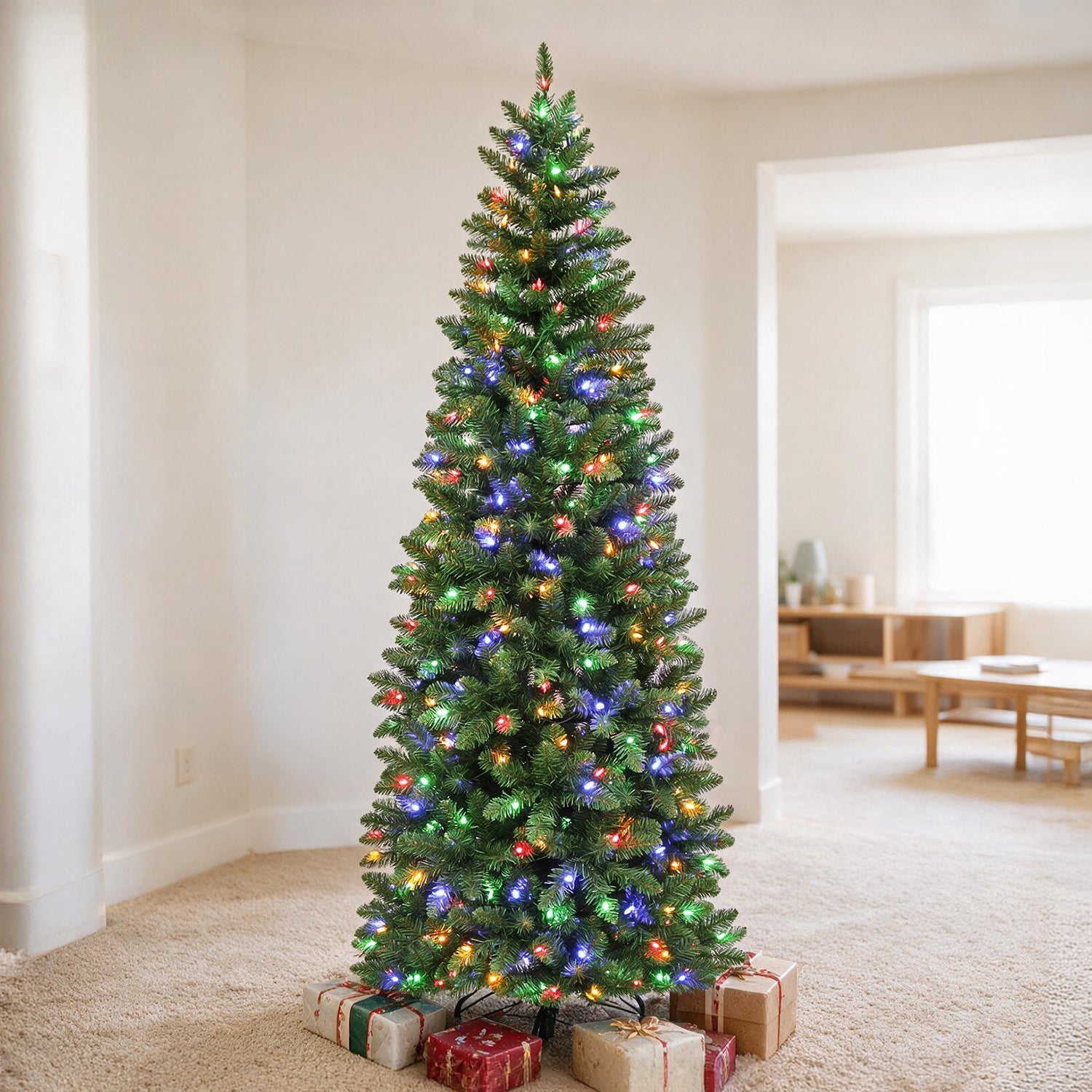 Vivatrees 7.5ft Slim Pre-Lit Artificial Christmas Tree photo 1