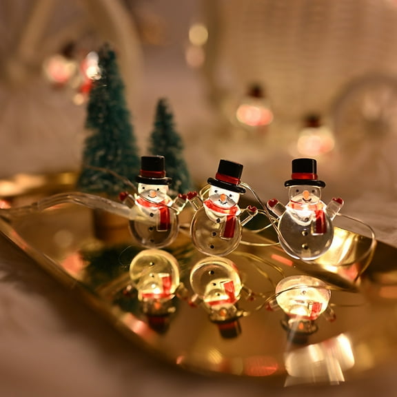 YIMWNYI Christmas Lights LED Snowman Ornaments String Lights, Warm White Holiday Decorations, USB Powered Outdoor Indoor Party Lights, Festive Home Accents