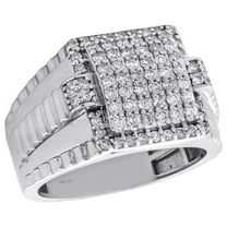 10K White Gold Diamond Statement Band 14.50mm Mens Jubilee Shank Pave Ring 1 CT.