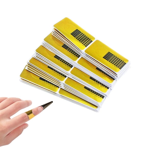 KunMing 100-Piece Self-Adhesive Golden Nail Stencils for Gel Nails and Extensions, Square Shape, DIY Manicure Art