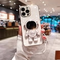 thumbnail image 1 of Astronaut Stand Phone Case For iPhone 14 Pro Max 15 Plus 13 12 11 Pro 12 Pro Max 15 Pro Textured Plating Cover White For iPhone 13Pro, 1 of 6