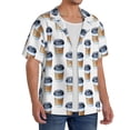 thumbnail image 2 of Balery Coffee To Go Pattern Camisa Casual de Manga Corta con Botones para Hombre, Texturizada, Estilo Cubano, para Playa, Verano-Small, 2 of 5