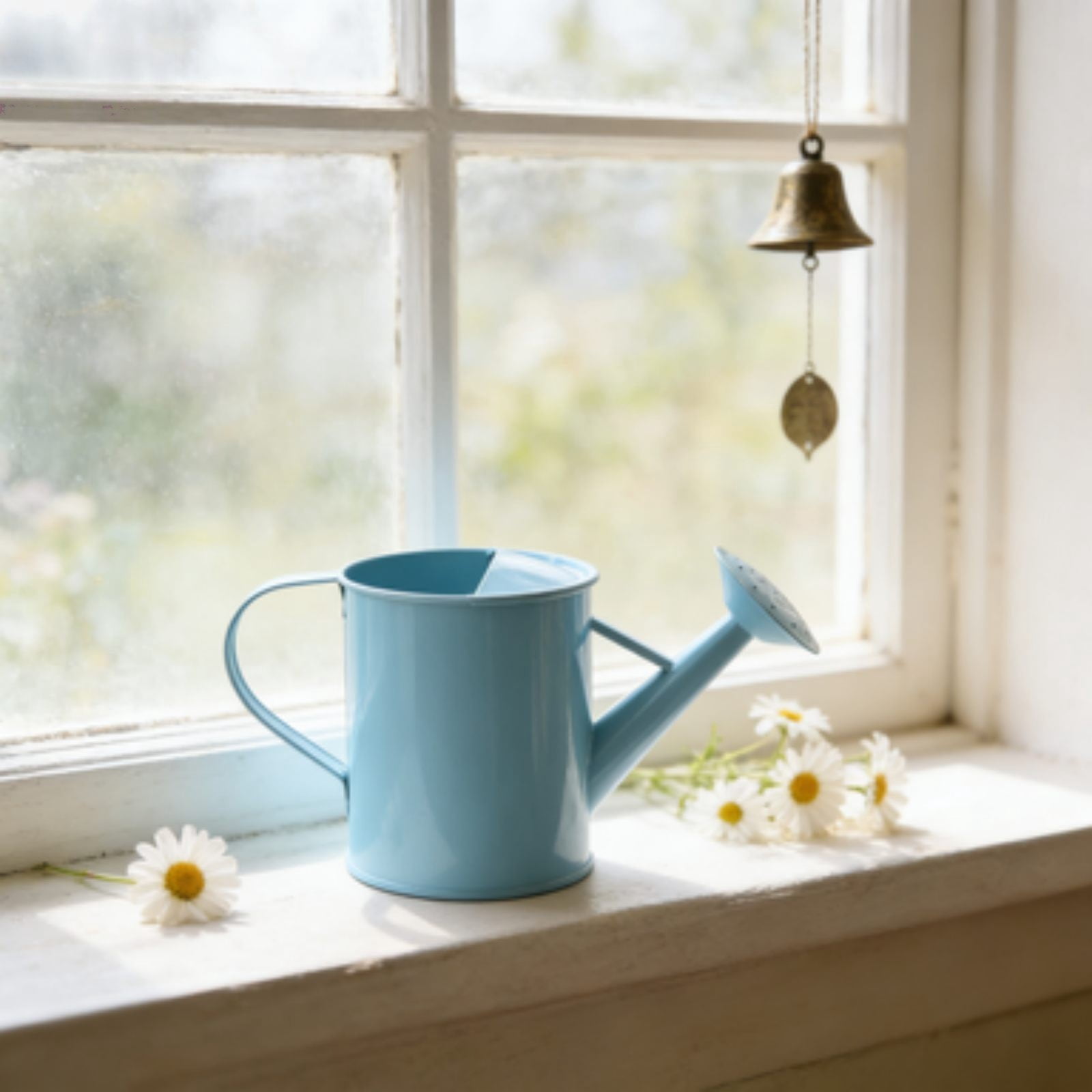 Watering Can with Long Spout, Garden Watering Pot Lightweight Rustic Sturdy Flower Container, Ergonomic Handle Balanced Design for Indoor Outdoor Lovers, Patio Balcony Blue