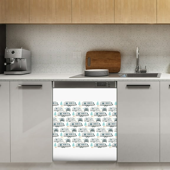 Cute Airstream pattern Dishwasher Magnet Cover Decorative Sticker for Home Cabinet Kitchen 23" x26"