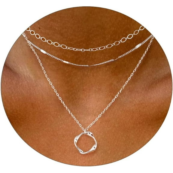 Layered Necklaces For Women Gold Necklace 14K Gold/Silver Plated Pendant Necklace Layered Cross Necklace Paperclip Rope Bead Box Satellite Dot Chain Necklaces Gold Choker Trendy Jewelry Gift[o1849]