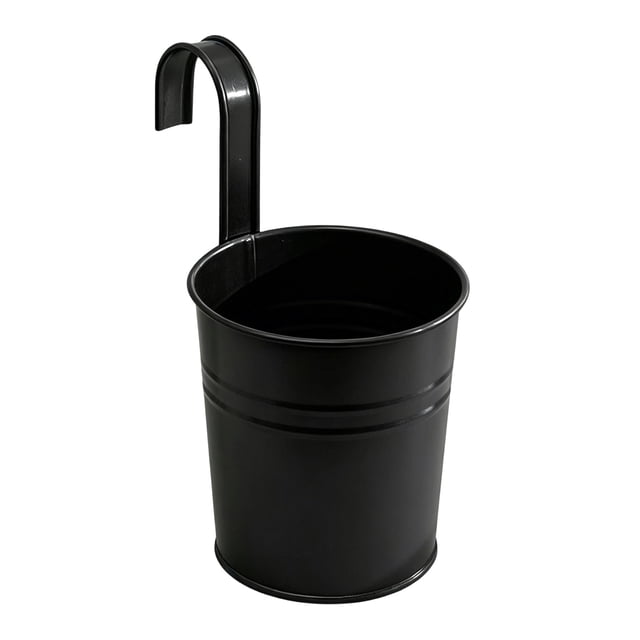 Metal Hanging Planter Flower Pot with Drain Hole Detachable Hook Railing Plant Pot for Balcony Garden Fence