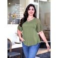 thumbnail image 4 of Sewify Women's Plus Size Tops Short Sleeve Lace Jacquard Spliced Loose Fit Tunic Shirts Cross Rope V Neck Blouses, 4X, 4 of 6