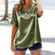 thumbnail image 1 of TaTaai V-Neck Button Women's Pullover Blouse, Short Sleeve Fashion Top, Casual Regular Length, All-Season Wear, Perfect for Daily Occasions Gift, 1 of 5