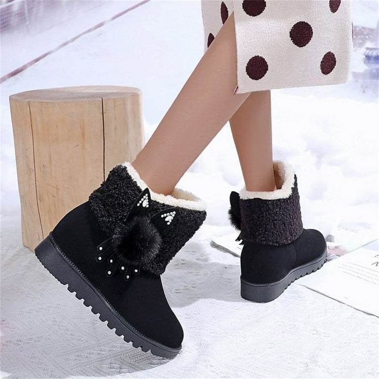 Ankle Boots for Women Ladies Fashionable Rhinestone Wedges Shoes Warm Short Snow Boots Boot Liner Socks for Women Boots for Women Dressy Flat Booties Women Boots Flat Boots for Women Womens Leather