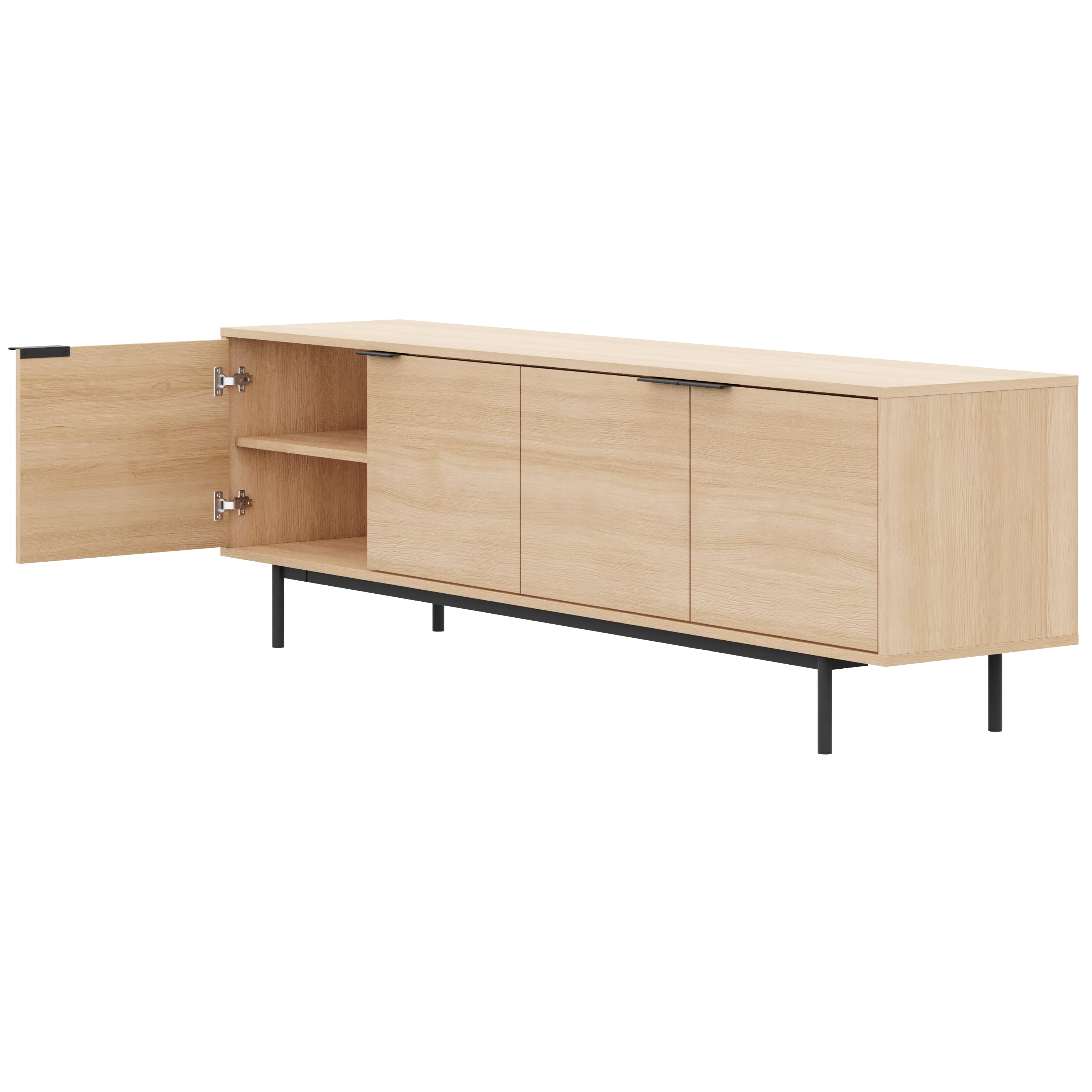 Nexera Hamilton 70 inch TV Stand with 4 Storage Cabinets, Natural Blonde Oak