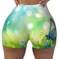thumbnail image 2 of KLL green grass and butterfly Pattern Workout Shorts for Women Scrunch Short Gym Yoga Running Sport Active Exercise Fitness Shorts-XX-Large, 2 of 8