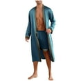 thumbnail image 2 of Busydd Mens Pajama Sets Trendy Soft Solid Color Two Piece Sets for Men Casual Comfy Robes and Shorts Loungewear Set 2XL, 2 of 4