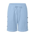thumbnail image 4 of vigerkar Womens Breathable Shorts,Linen Shorts for Women, Summer Vacation Beach Short Pants Casual Clothes (Blue, XL), 4 of 6
