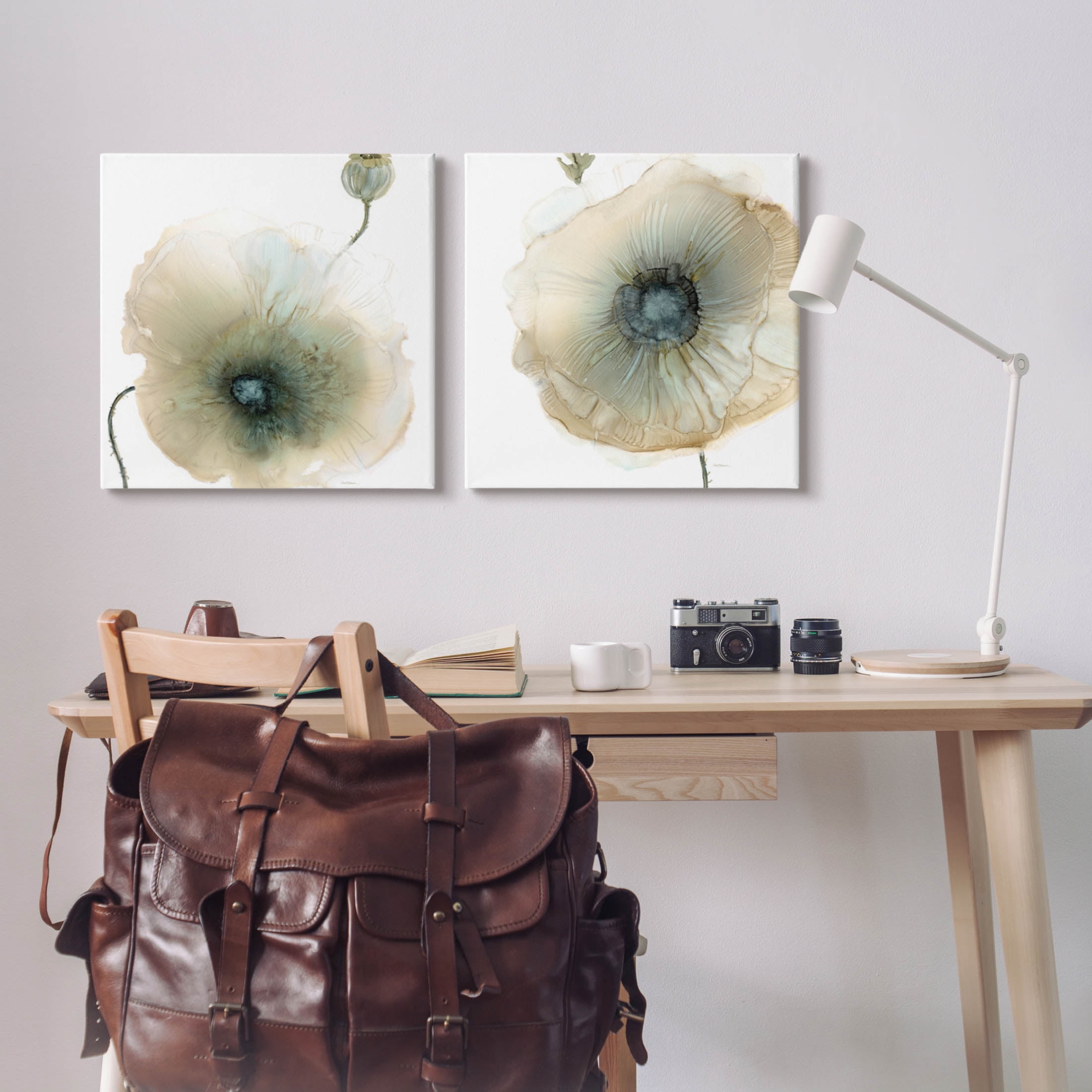 Stupell Industries Poppy Flowers Modern Watercolor Graphic Art Gallery Wrapped Canvas Print Wall Art, Set of 2, Design by Carol Robinson