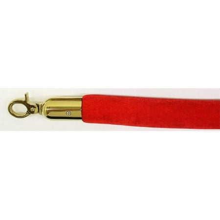 

VIP Crowd Control 1663 96 in. Velour Rope with Gold Closable Hook - Red