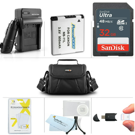 32GB Accessories Bundle Kit For Canon Powershot SX400 IS, SX410 IS, SX420 IS Digital Camera Includes 8GB High Speed SD Memory Card + Extended Replacement (900maH) NB-11L Battery + AC/DC Charger + (Best Point And Shoot Camera For Safari)