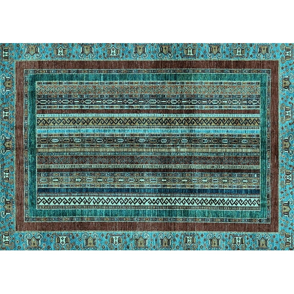 Ahgly Company Indoor Rectangle Abstract Light Blue Modern Area Rugs, 2' x 3'