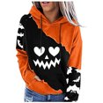 thumbnail image 1 of WEAIXIMIUNG Chandails en Molleton Courts pour Femmes Imprimé Citrouille Manches Longues avec Poche Sweat à Capuche Mignon Pull Décontracté, 1 of 4