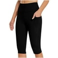 thumbnail image 2 of Kvture Capri Leggings for Women with Pockets Stretch High Waisted Yoga Capris Tummy Control Workout Cropped Pants Solid Color Soft Tights Black XL, 2 of 8