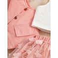 thumbnail image 5 of 4-Piece Girl's Vest, Camisole, Hat, and Elastic Waist Skirt Set - Butterfly Mesh Decor, Cute Trendy Outfits for Summer, Breathable, Comfortable, and Adorable Kids Clothes for Little Princesses, 5 of 9