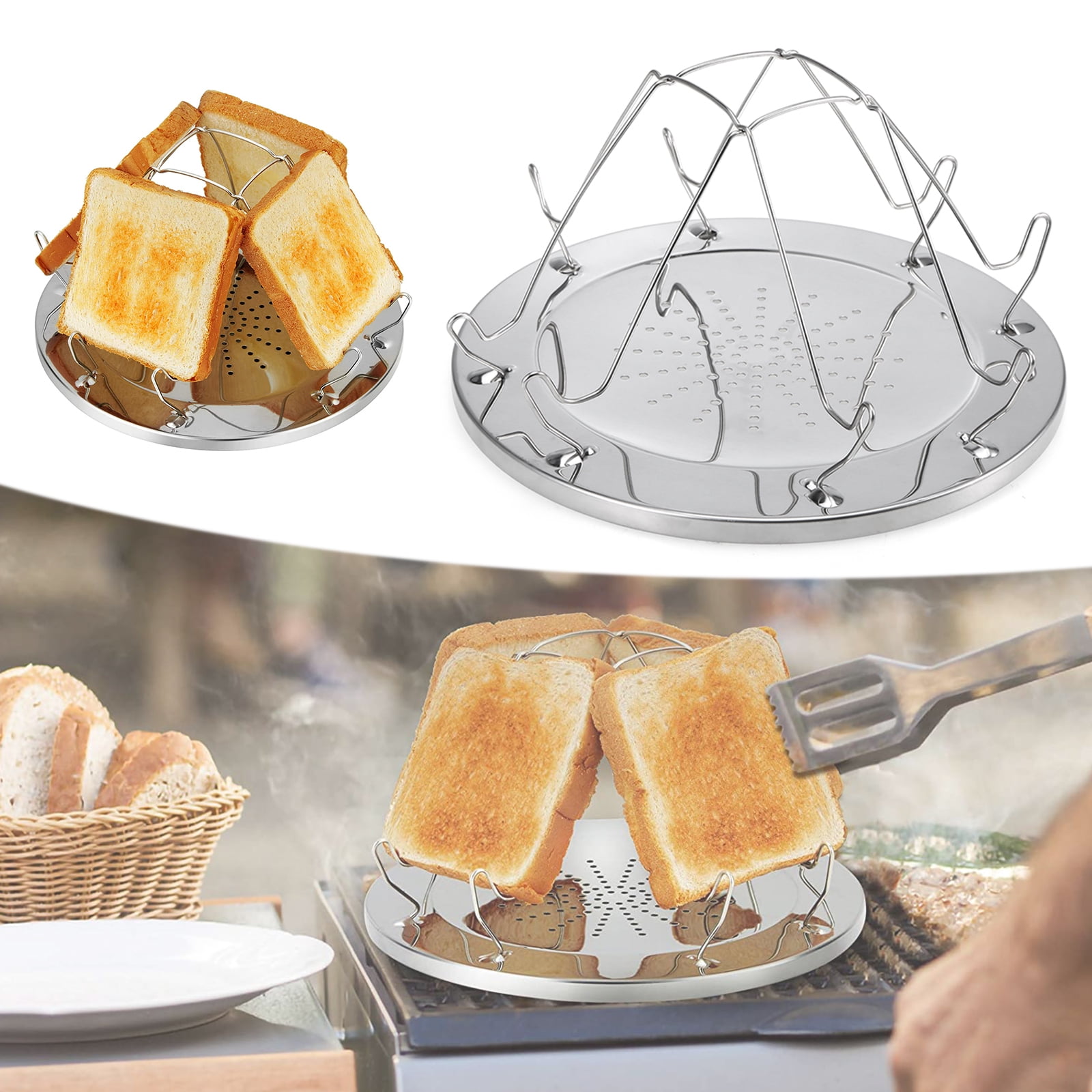 Toast Rack Outdoor Stainless Steel Toaster Fordable Portable 4 Bread