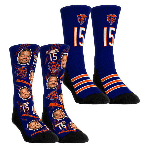 Unisex Rock Em Socks Rome Odunze Chicago Bears Player Football Guy Two-Pack Crew Sock Set