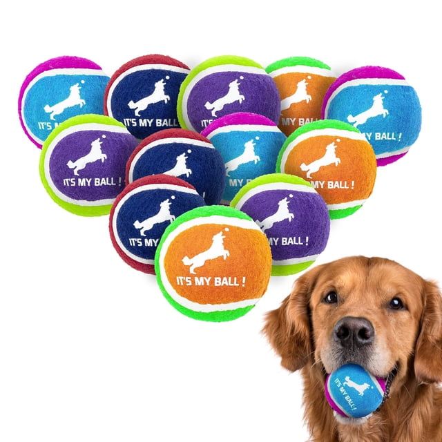 Pelotas de tenis para perros EXPAWLORER, paquete de 12 unidades, 6,35 cm, Squeaky