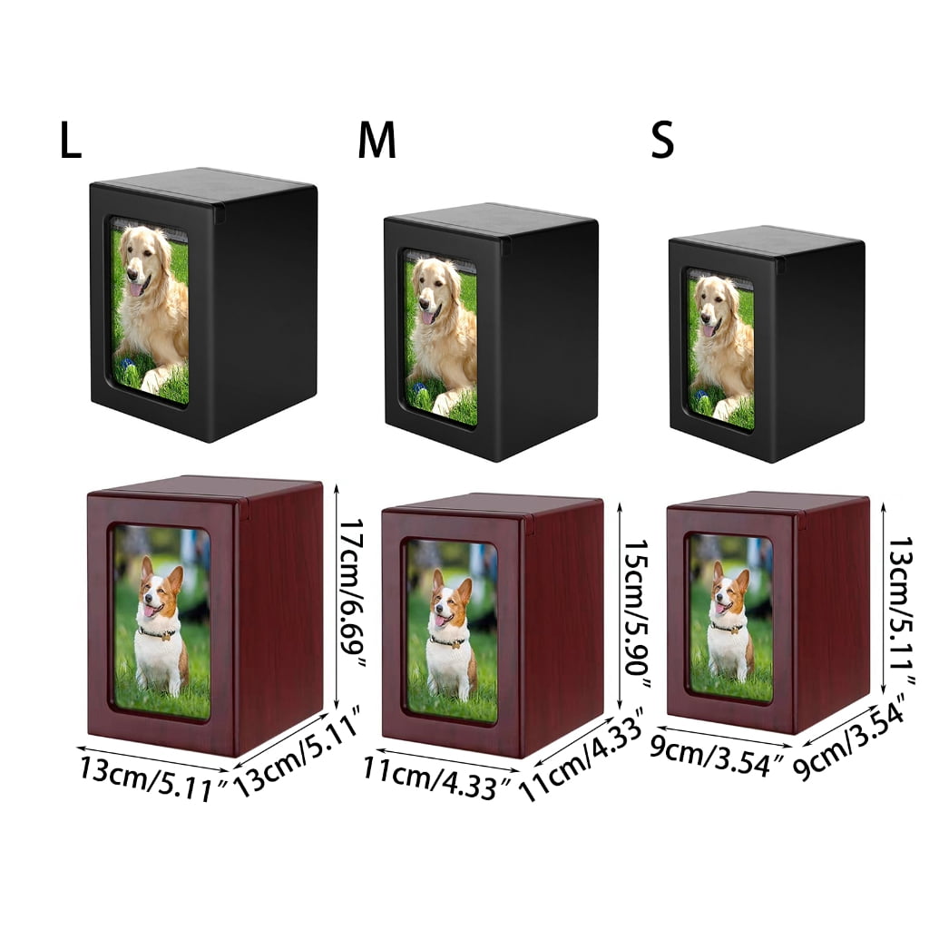 Cremation Urn Pet Cinerary Casket Wood Memorial Box Ashes Funerary Animals Pet Cats Dogs Funeral Supply Can Place Photo
