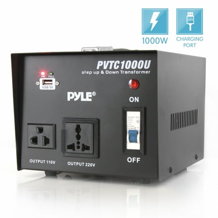 PYLE-METERS PVTC1000U - Step Up and Step Down 1000 Watt Voltage Converter Transformer with USB Charging Port - AC 110/220 (Best Ad Converter Under 1000)