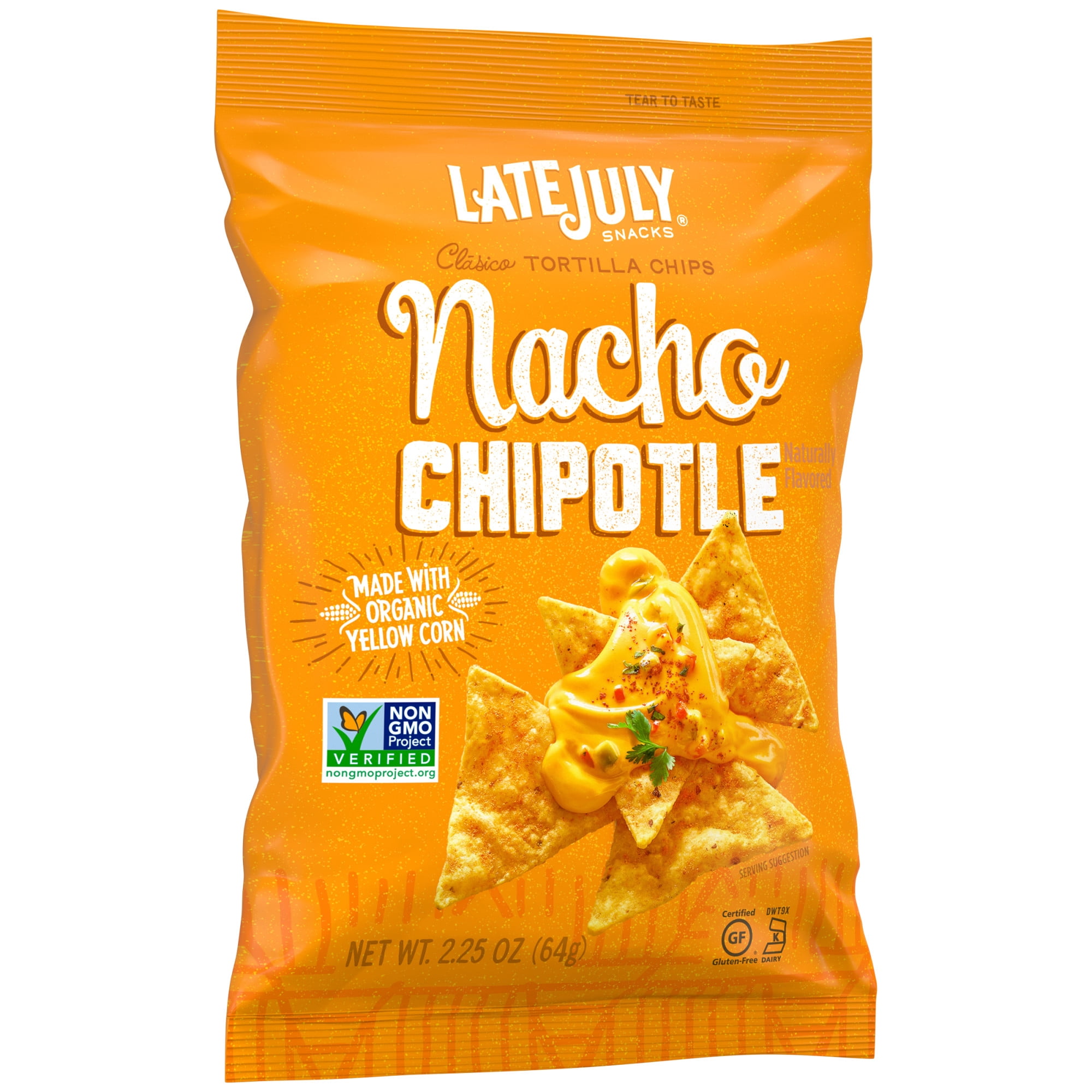 LATE JULY Snacks Clásico Nacho Chipotle Tortilla Chips, 2.25 oz. Snack Pack