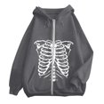 thumbnail image 4 of Women's Zip Up Hoodie Oversized Skeleton Graphic Jacket for Streetwear and Casual Comfort Versatile Spring Fashion Gray S, 4 of 4