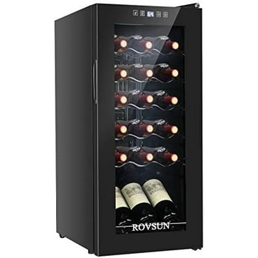 18 Bottle Wine Fridge, Freestanding Compressor Wine Cooler Refrigerator with Digital Temperature Control and Double-layer Glass Door