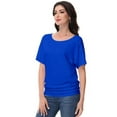 thumbnail image 6 of Women's Dolman Top Boat Neck Comfortable Short Sleeve Solid Gentle Tees Casual T Shirt with Side Shirring Detail, 6 of 6