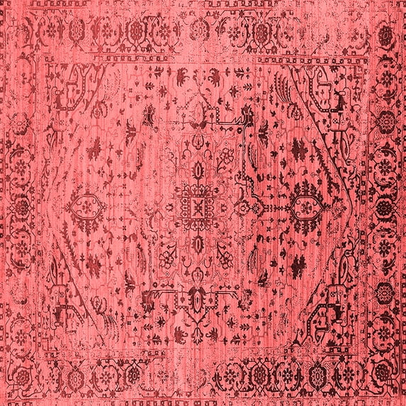 Ahgly Company Indoor Square Oriental Red Industrial Area Rugs, 7' Square