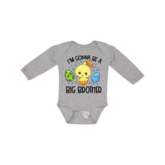 Inktastic Easter I'm Gonna Be a Big Brother with Green and Blue Eggs Boys Long Sleeve Baby Bodysuit