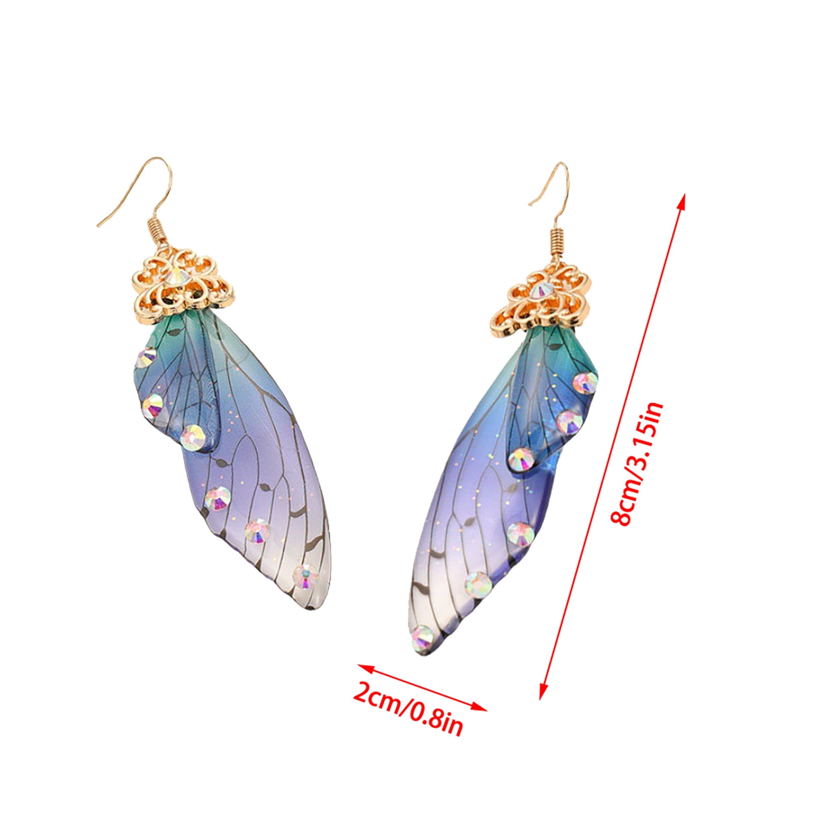 Buy Multicolored Butterfly Wing Hook Earrings Elegant Acrylic Insect Drop  Earrings Crystal Dragonfly Wing Earrings for Women Girls Jewelry, Resin, No  Gemstone at Amazon.in