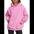thumbnail image 4 of Sudadera Informal de Larga con Capucha para Mujer, Jersey de y Otoño con Bolsillos. Rosa M, 4 of 9