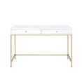 thumbnail image 3 of White High Gloss & Gold Accent | Modern Study Desk with Smooth Drawer Glides | Clutter-Free and Stylish Setup, 3 of 4