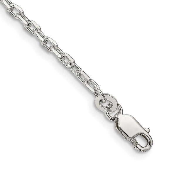 Auriga Fine Jewelry 925 Sterling Silver 2.75mm Beveled Oval Cable Chain Bracelet 8 inch for Women