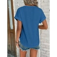 thumbnail image 2 of Women's Casual Crew Neck Short Sleeve Hollow Out Lace Embroidered Blouses Shirts, 2 of 2