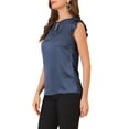 thumbnail image 4 of Allegra K Women's Cut Out Keyhole Back Straight Solid Pleated Cap Sleeve Blouse, 4 of 6