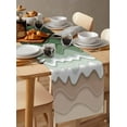 thumbnail image 6 of Sage Green Ombre Stripe Table Runner 48 Inches, Abstract Summer Beach Coastal Bed Runner Dresser Scarves Tabletop for Indoor Outdoor Parties/Ceremony/Banquet, 13" x 48", 6 of 8